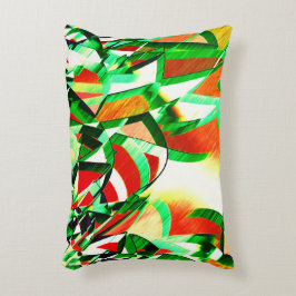 Grüne Spuren, Drizzles auf orangefarbenem Korallen Dekokissen