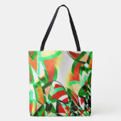 Grüne Spuren, Tropfsteine auf korallenorangefarben Tasche (Vorderseite)