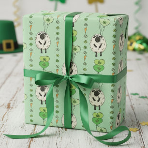 Grüne St. Patrick's Day Schafe & Shamrock Ballons Geschenkpapier