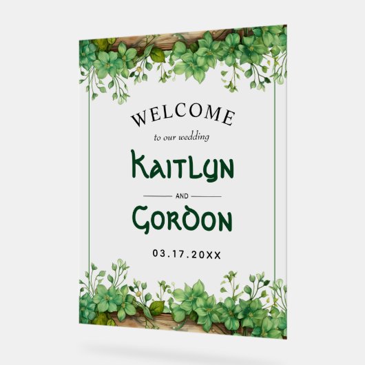 Grüne St. Patricks Hochzeitsempfang Acrylschild (Winkel)