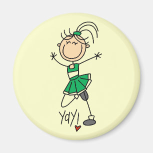 Grüne Stäbchen-Figur Cheerleader T-Shirts und Gesc Magnet