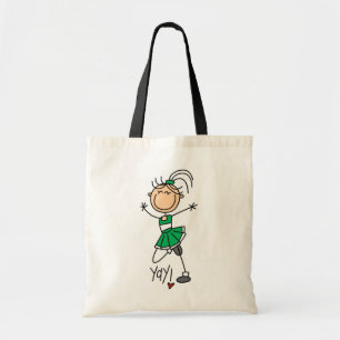 Grüne Stäbchen-Figur Cheerleader T-Shirts und Gesc Tragetasche