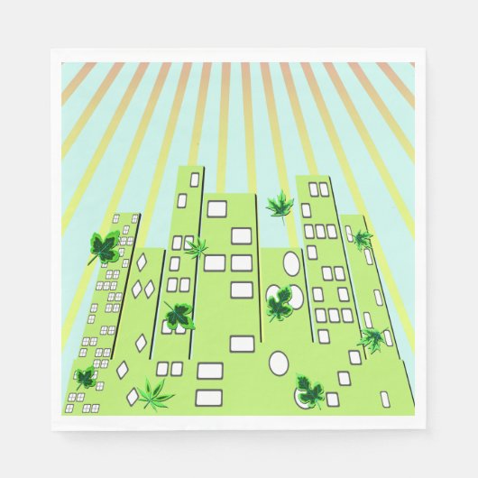 Grüne Stadt Serviette (Vorderseite)
