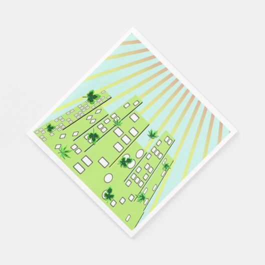 Grüne Stadt Serviette (Ecke)