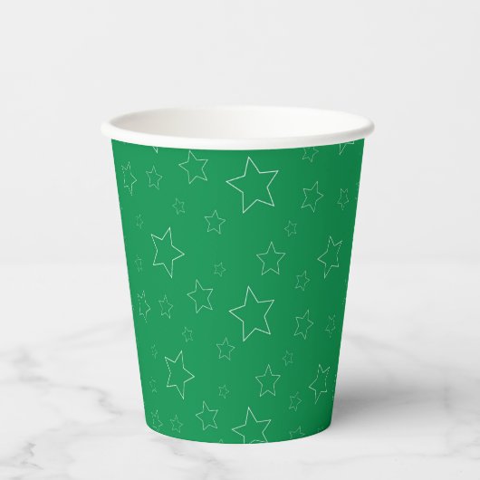 Grüne Stars Papier Cup Pappbecher (Vorderseite)