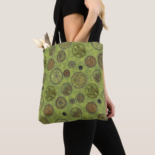 Grüne Steampunk-Gang-Medaillon-Tasche Tasche (Von Nahem)
