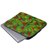 Grüne Stechpalme mit roten Beeren Laptopschutzhülle (Vorne Knopf)