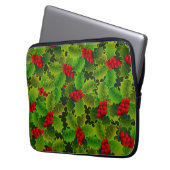 Grüne Stechpalme mit roten Beeren Laptopschutzhülle (Vorderseite Links)