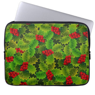 Grüne Stechpalme mit roten Beeren Laptopschutzhülle