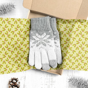 Grüne Stechpalme und Beeren Weihnachten Seidenpapier
