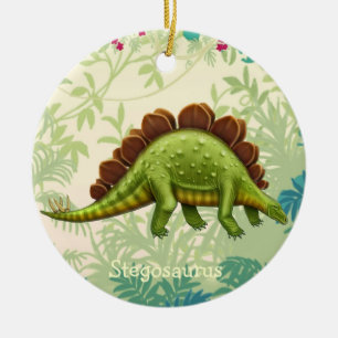 Grüne Stegosaurus-Dinosaurier-Verzierung Keramik Ornament
