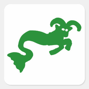 Grüne Steinbock-Meeresziege-Zodiakussilhouette Quadratischer Aufkleber