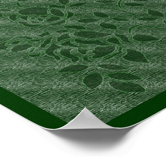 Grüne Stencil-Rose mit verstärkter Wirkung Poster (Ecke)