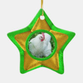 Grüne Stern-Fotoverzierung Keramik Ornament (Hinten)