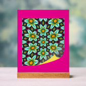 Grüne Sterne Blumenmuster Acrylschild (Neutral)