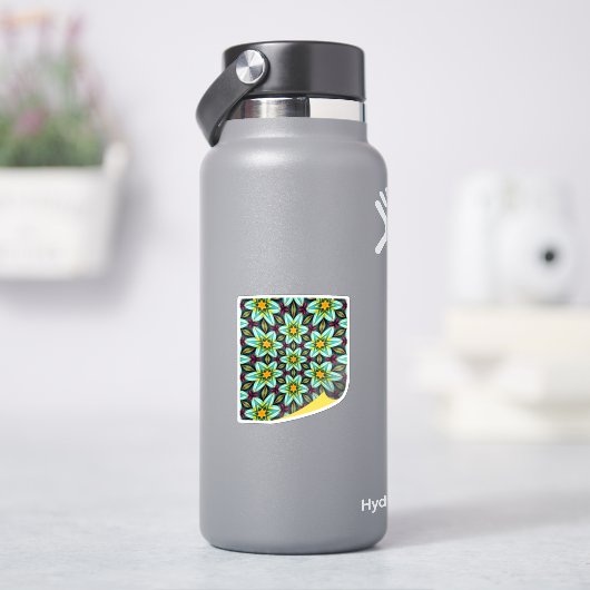 Grüne Sterne Blumenmuster Aufkleber (HydroFlask)