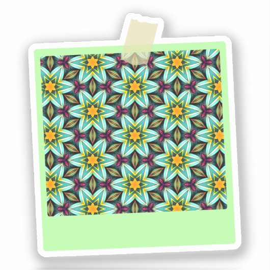 Grüne Sterne Blumenmuster Aufkleber (Vorderseite)