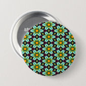 Grüne Sterne Blumenmuster Button (Vorne & Hinten)