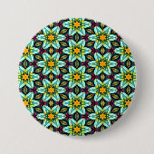 Grüne Sterne Blumenmuster Button (Vorderseite)