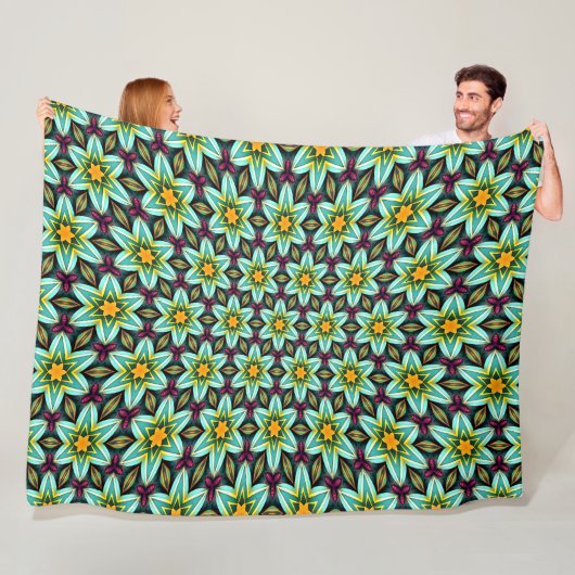 Grüne Sterne Blumenmuster Fleecedecke (Beispiel)