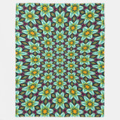 Grüne Sterne Blumenmuster Fleecedecke (Vorderseite)