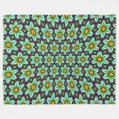 Grüne Sterne Blumenmuster Fleecedecke (Vorderseite (Horizontal))