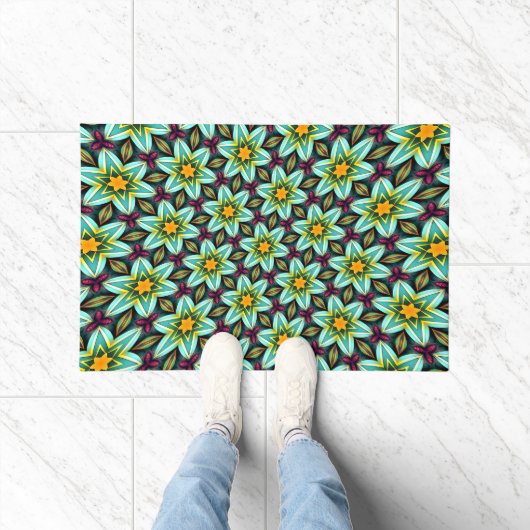 Grüne Sterne Blumenmuster Fußmatte (Indoor)