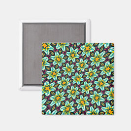 Grüne Sterne Blumenmuster Magnet