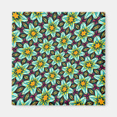 Grüne Sterne Blumenmuster Magnet (Vorne)