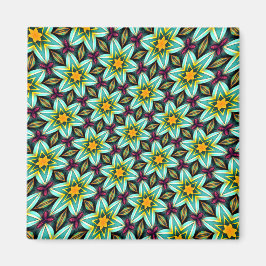 Grüne Sterne Blumenmuster Magnet