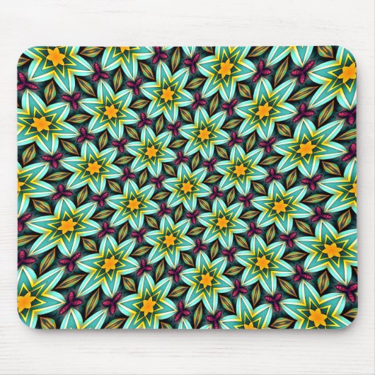 Grüne Sterne Blumenmuster Mousepad (Vorne)