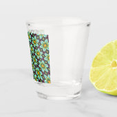 Grüne Sterne Blumenmuster Schnapsglas (Rechts)