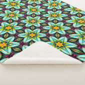Grüne Sterne Blumenmuster Sherpadecke (3/4)