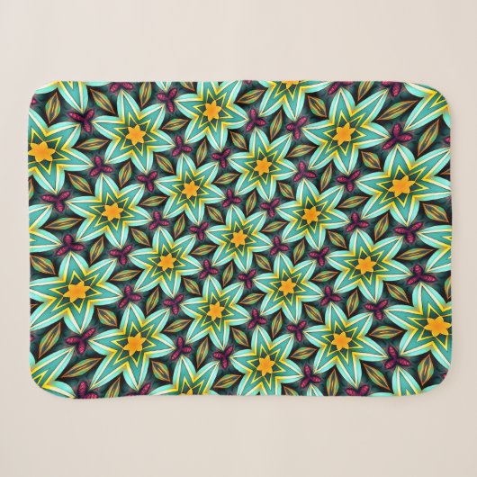 Grüne Sterne Blumenmuster Sherpadecke (Vorderseite (Horizontal))