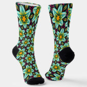 Grüne Sterne Blumenmuster Socken (Gewinkelt)