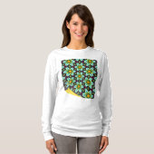 Grüne Sterne Blumenmuster T-Shirt (Vorne ganz)