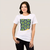 Grüne Sterne Blumenmuster Tri-Blend Shirt (Vorderseite voll)