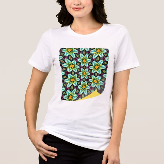 Grüne Sterne Blumenmuster Tri-Blend Shirt (Vorderseite)