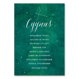 Grüne Sterne Galaxie Sitzkarte Cygnus Tischnummer