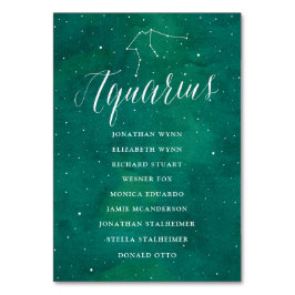 Grüne Sterne Galaxy Sitzkarte Aquarius Tischnummer