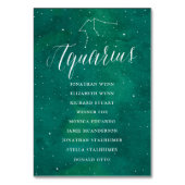 Grüne Sterne Galaxy Sitzkarte Aquarius Tischnummer (Rückseite)