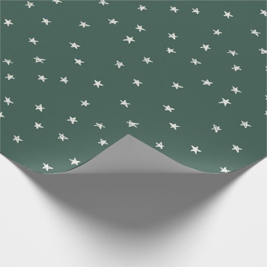 Grüne Sterne Moderne Weihnachtswrap Minimal Geschenkpapier (Ecke)
