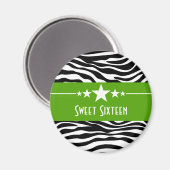 Grüne Sterne Zebra Print Sweet 16 Magnet (Vorderseite/Rückseite)