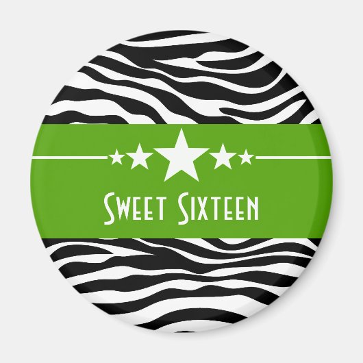 Grüne Sterne Zebra Print Sweet 16 Magnet (Vorne)