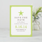 Grüne Sternenhochzeit speichern das Datum Save The Date (Stehend Vorderseite)