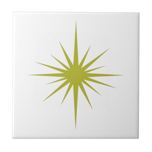 Grüne Sternexplosion des Olivenöls Mitte des Jahrh Fliese (Vorderseite)