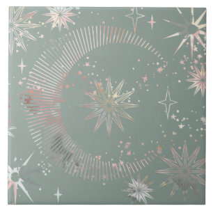 Grüne Sternexplosion Fliese