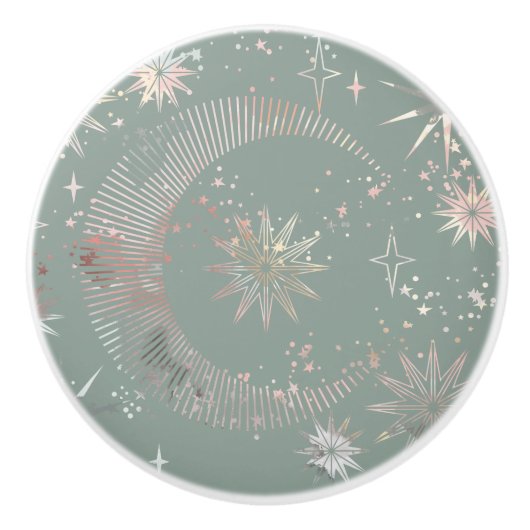 Grüne Sternexplosion Keramikknauf (Vorderseite)