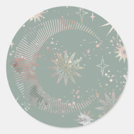 Grüne Sternexplosion Runder Aufkleber