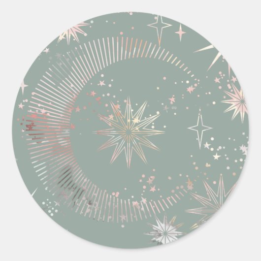 Grüne Sternexplosion Runder Aufkleber (Vorderseite)
